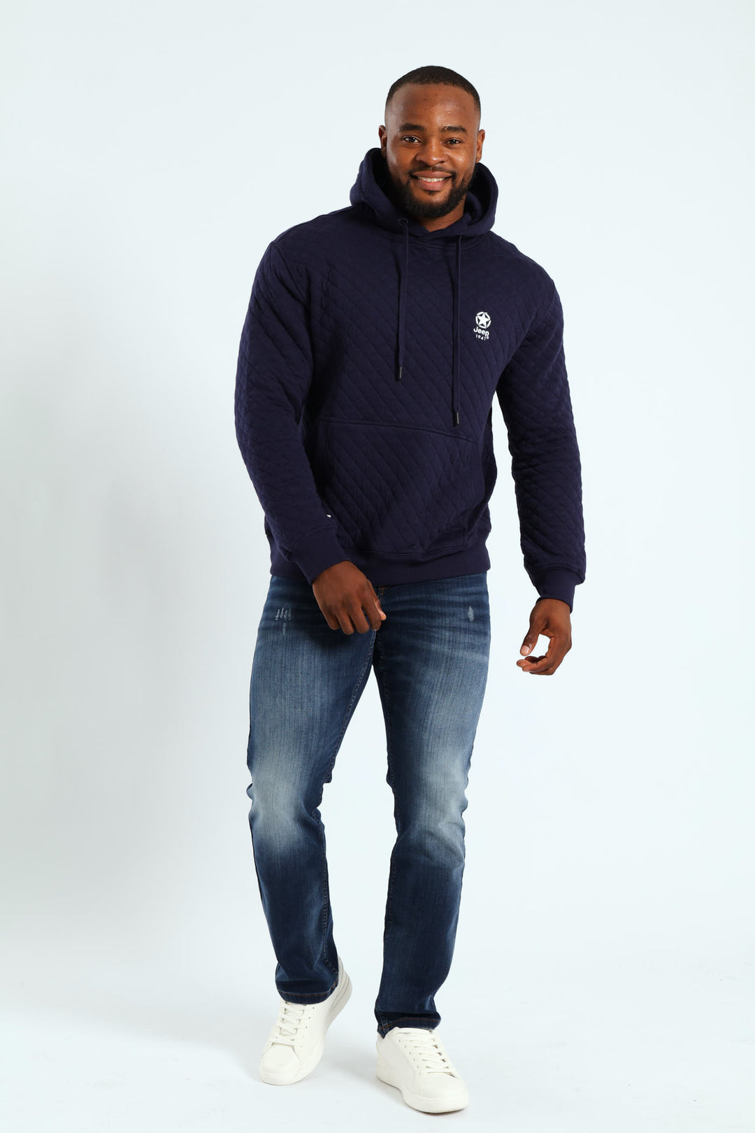 Jeep Quilted Fleece Hoody - Navy
