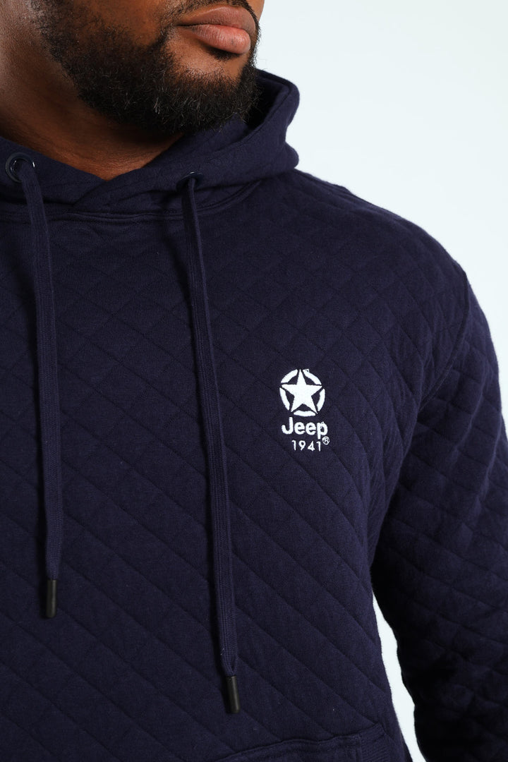 Jeep Quilted Fleece Hoody - Navy