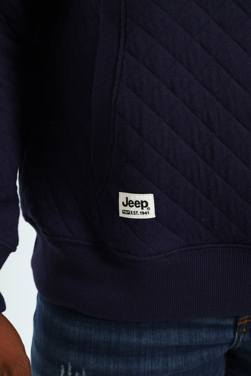 Jeep Quilted Fleece Hoody - Navy