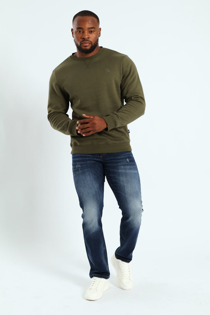 Plain Crew Fleece Sweat Top - Fatigue