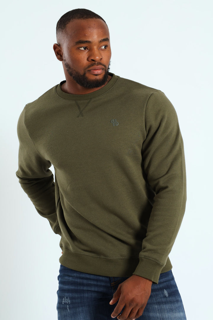 Plain Crew Fleece Sweat Top - Fatigue