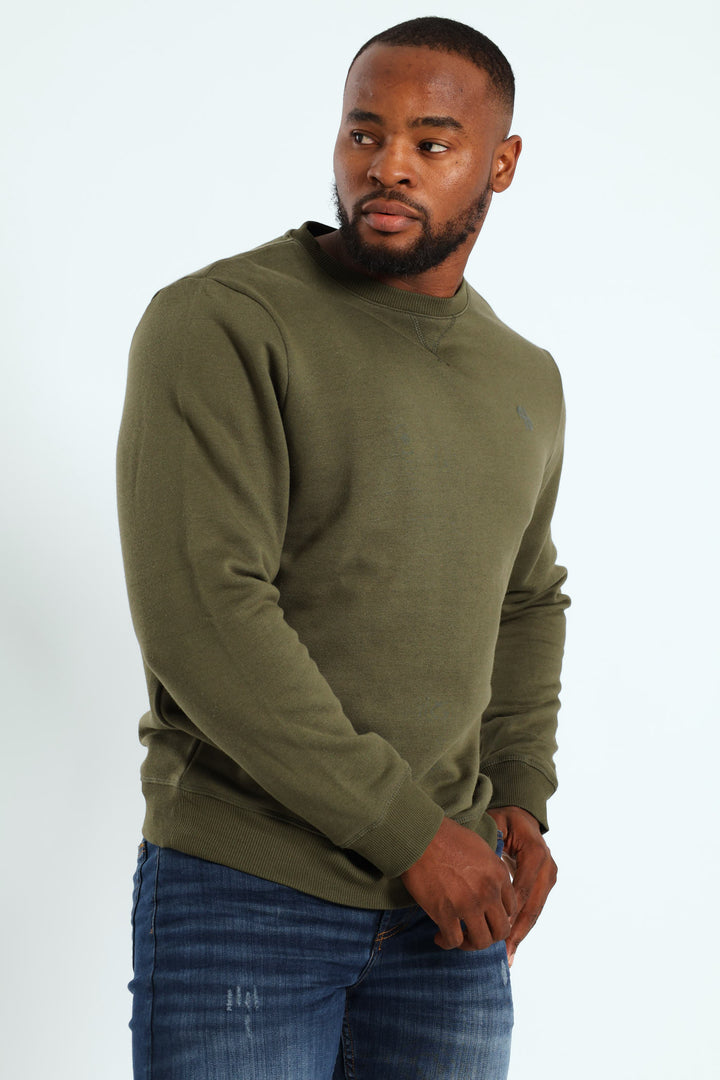 Plain Crew Fleece Sweat Top - Fatigue