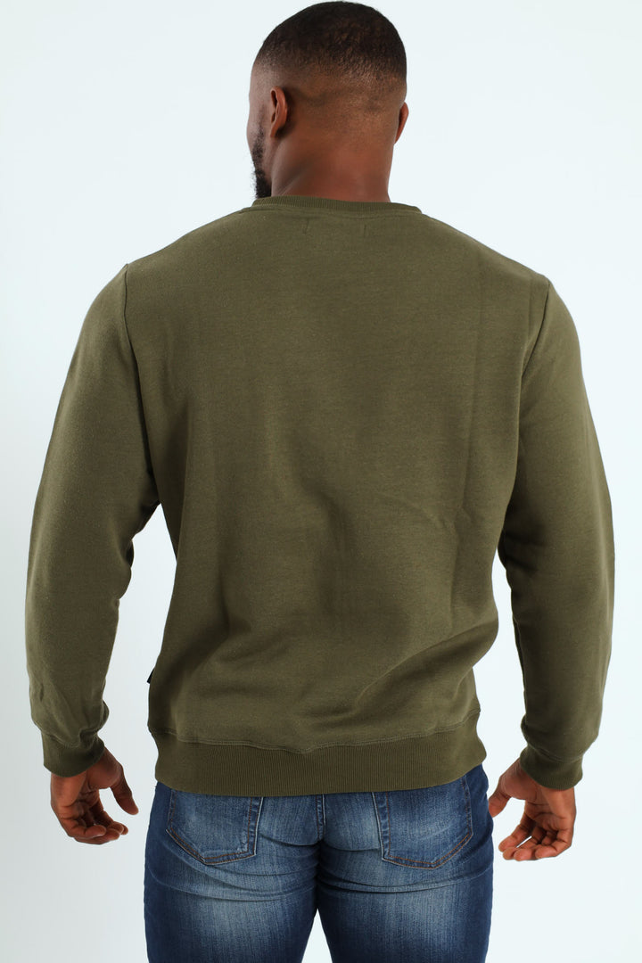 Plain Crew Fleece Sweat Top - Fatigue