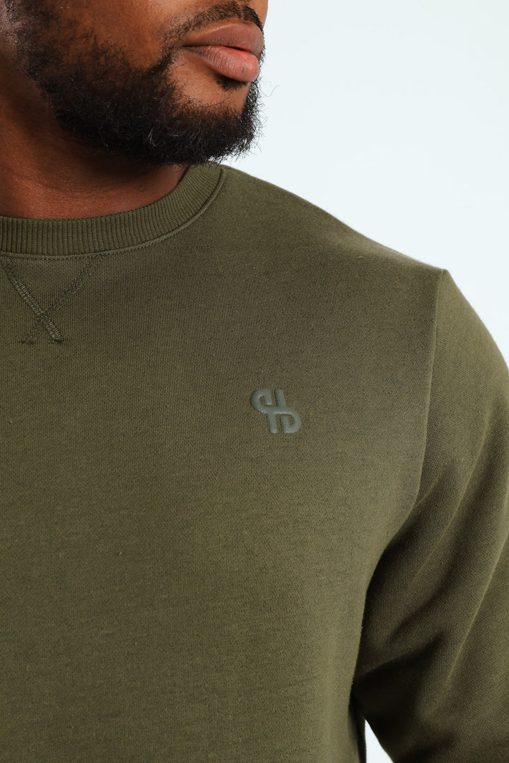 Plain Crew Fleece Sweat Top - Fatigue