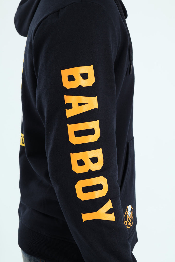 Skull Rose Zip Hoody - Navy