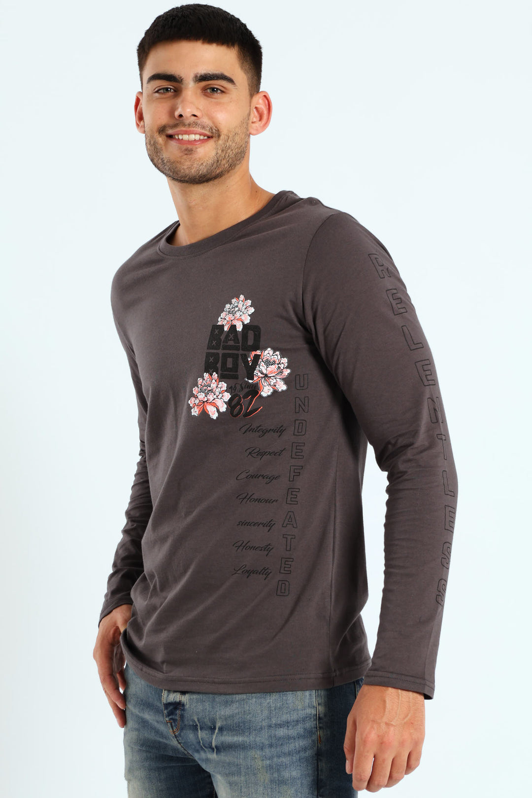 Oni Long Sleeve Tee - Charcoal
