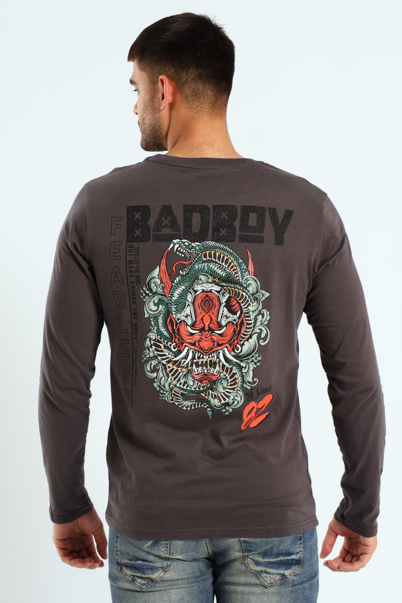 Oni Long Sleeve Tee - Charcoal