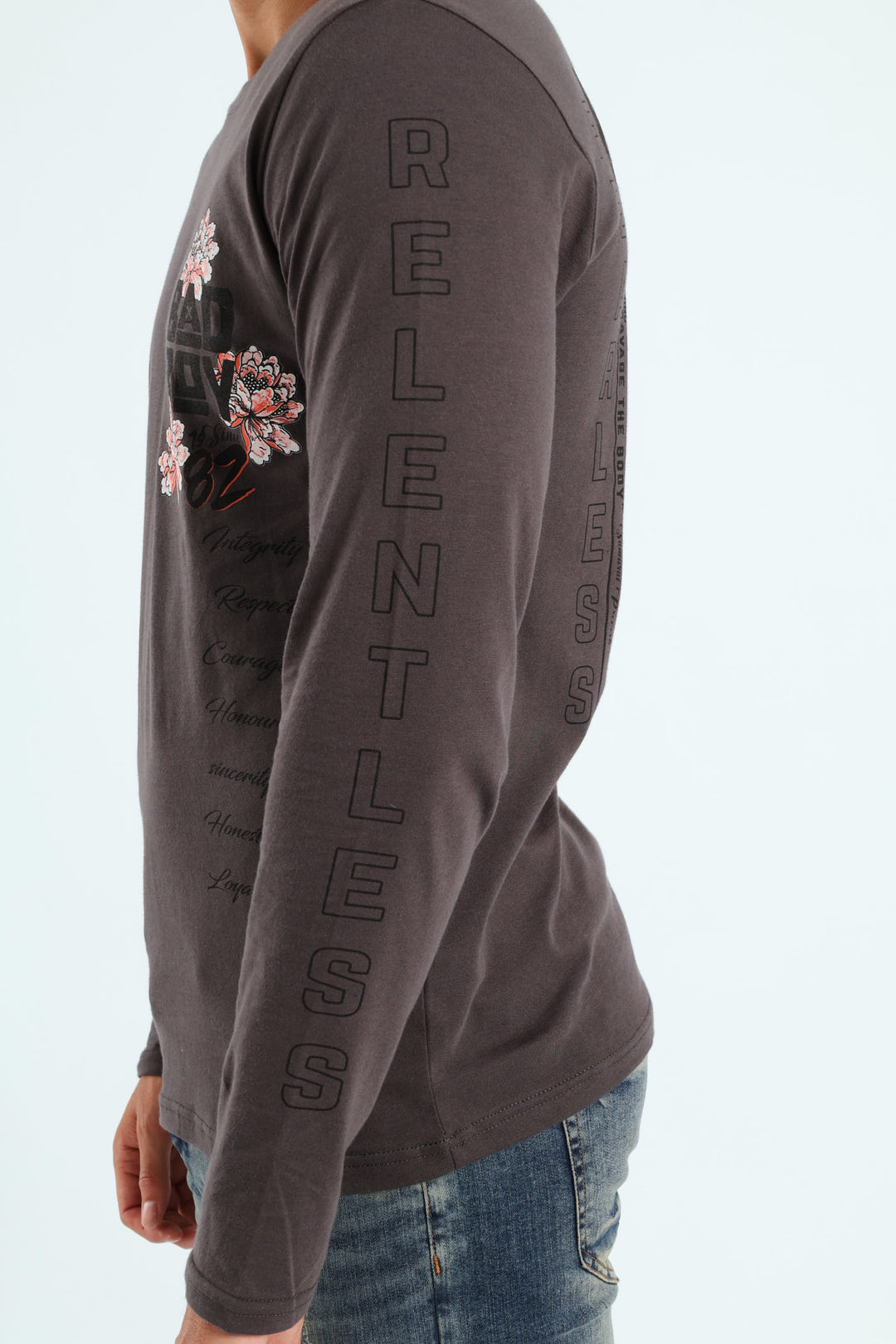 Oni Long Sleeve Tee - Charcoal