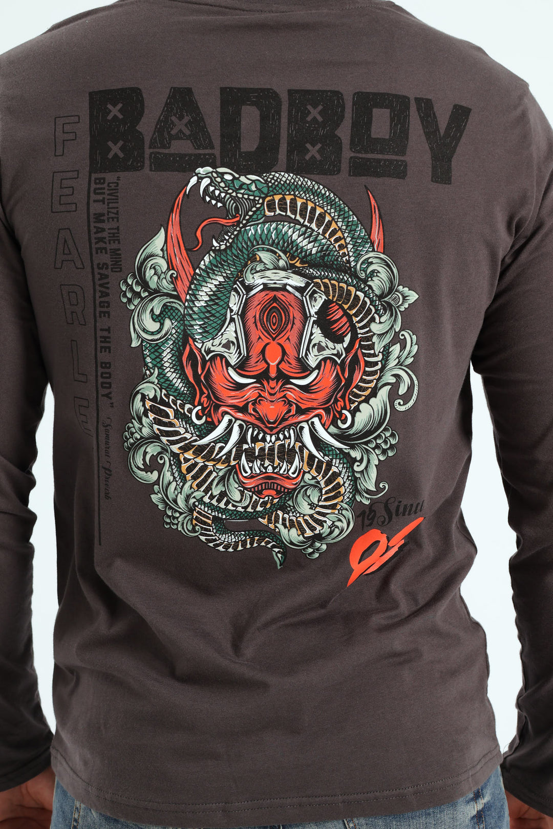 Oni Long Sleeve Tee - Charcoal