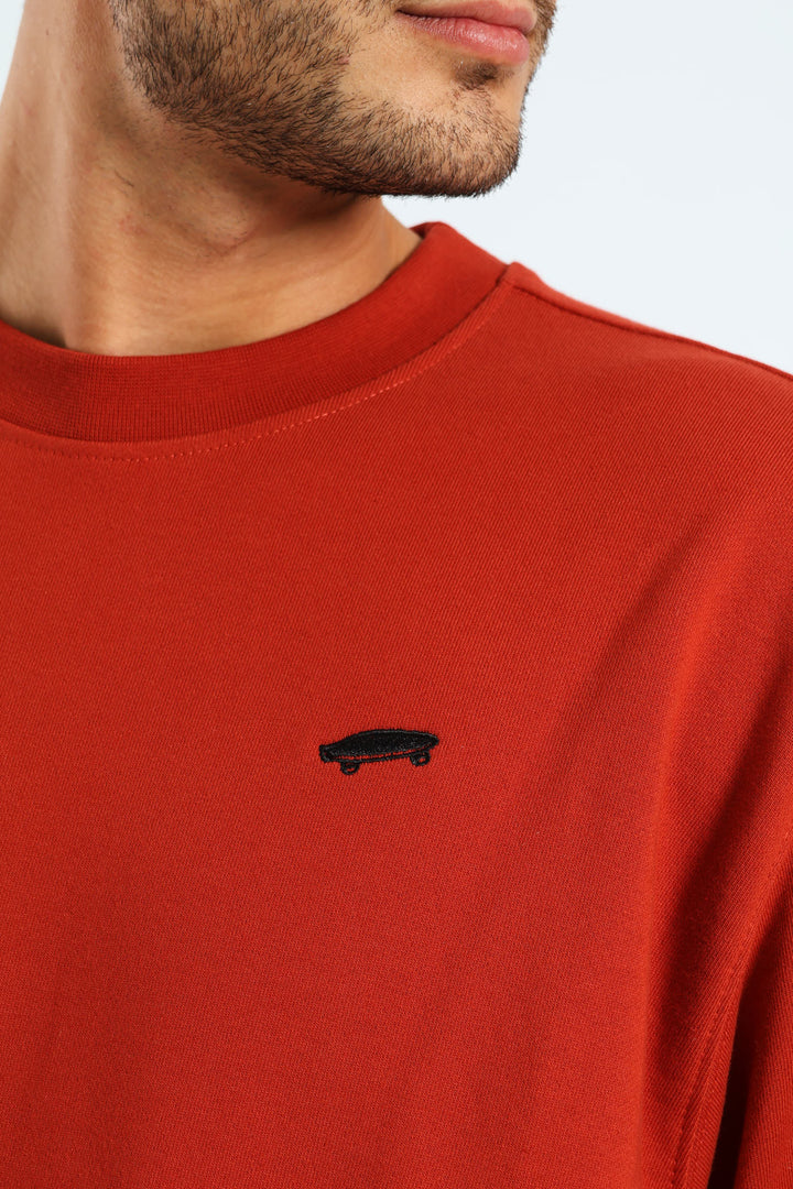 Salton Loose Fit Crew Top - Dark Red