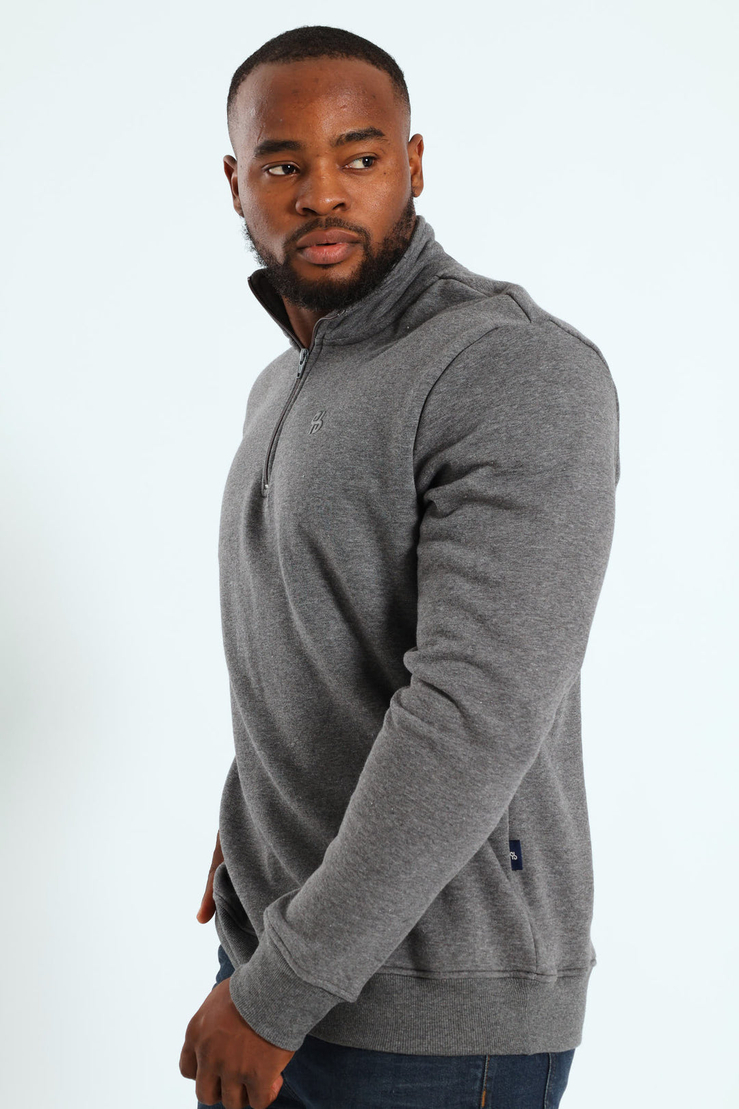 Quarter Zip Fleece Sweat Top - Charcoal