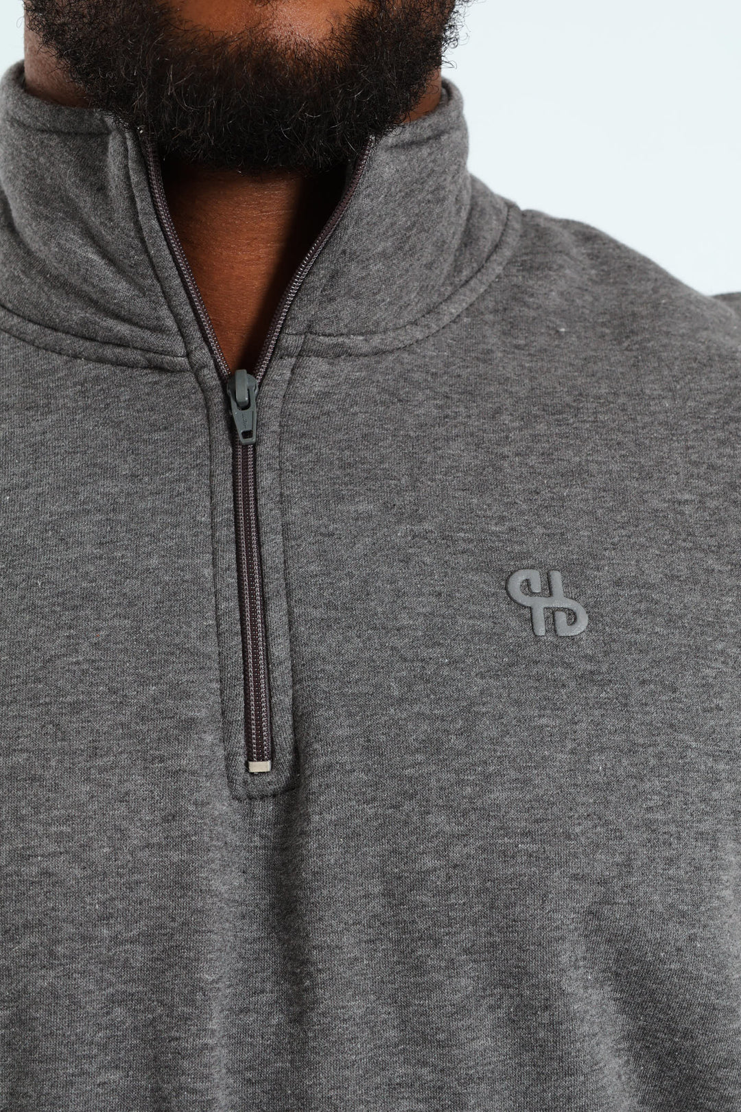 Quarter Zip Fleece Sweat Top - Charcoal