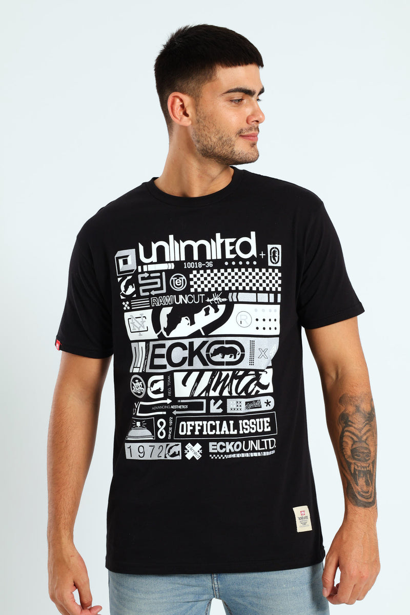 その他 ecko unlimited Mens Unlimited Stacked Tee - Black – Edgars