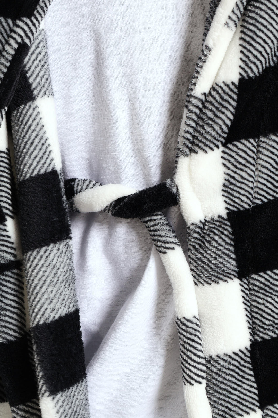 Check Plush Gown - Black/White