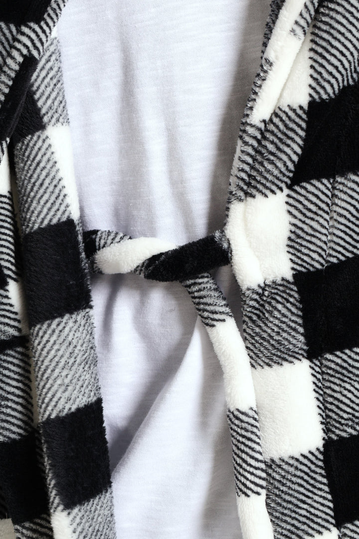 Check Plush Gown - Black/White