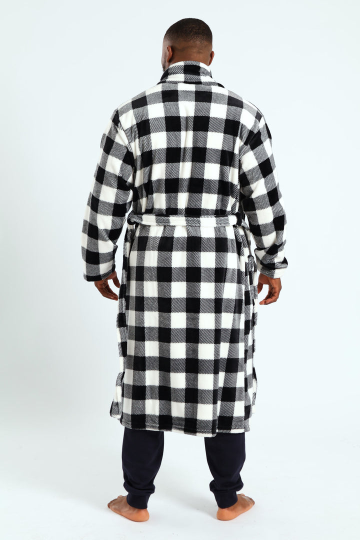 Check Plush Gown - Black/White