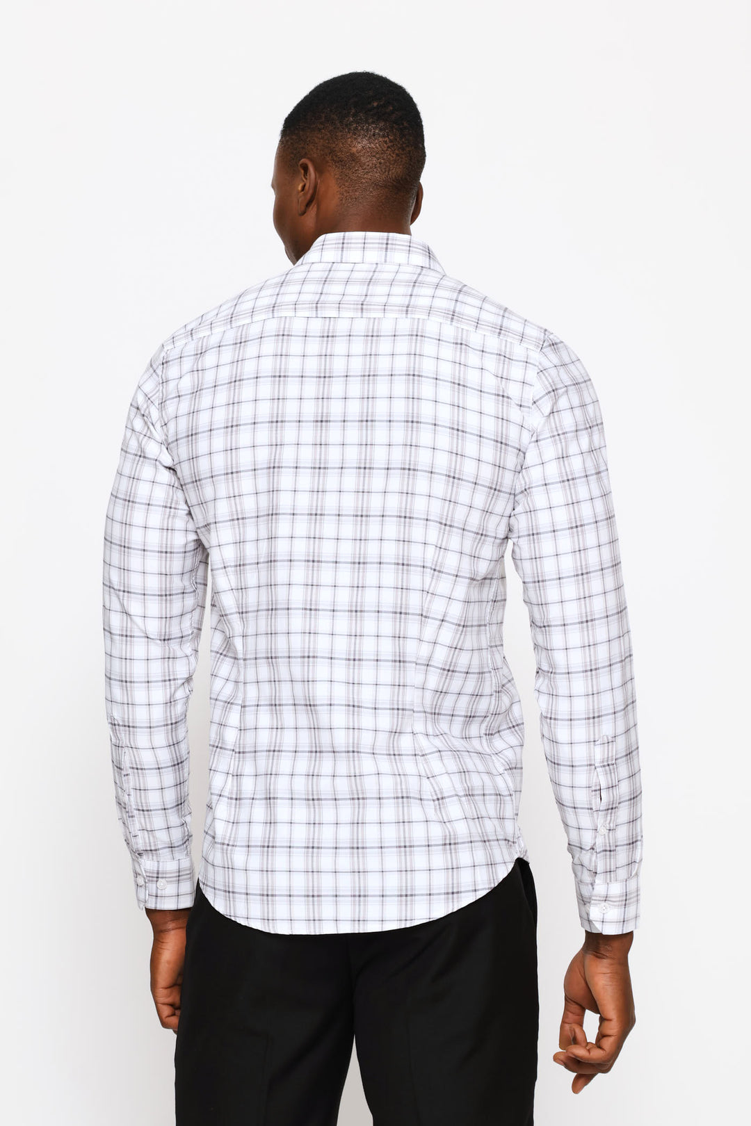 Slim Multi Check Textured Shirt - Grey/White