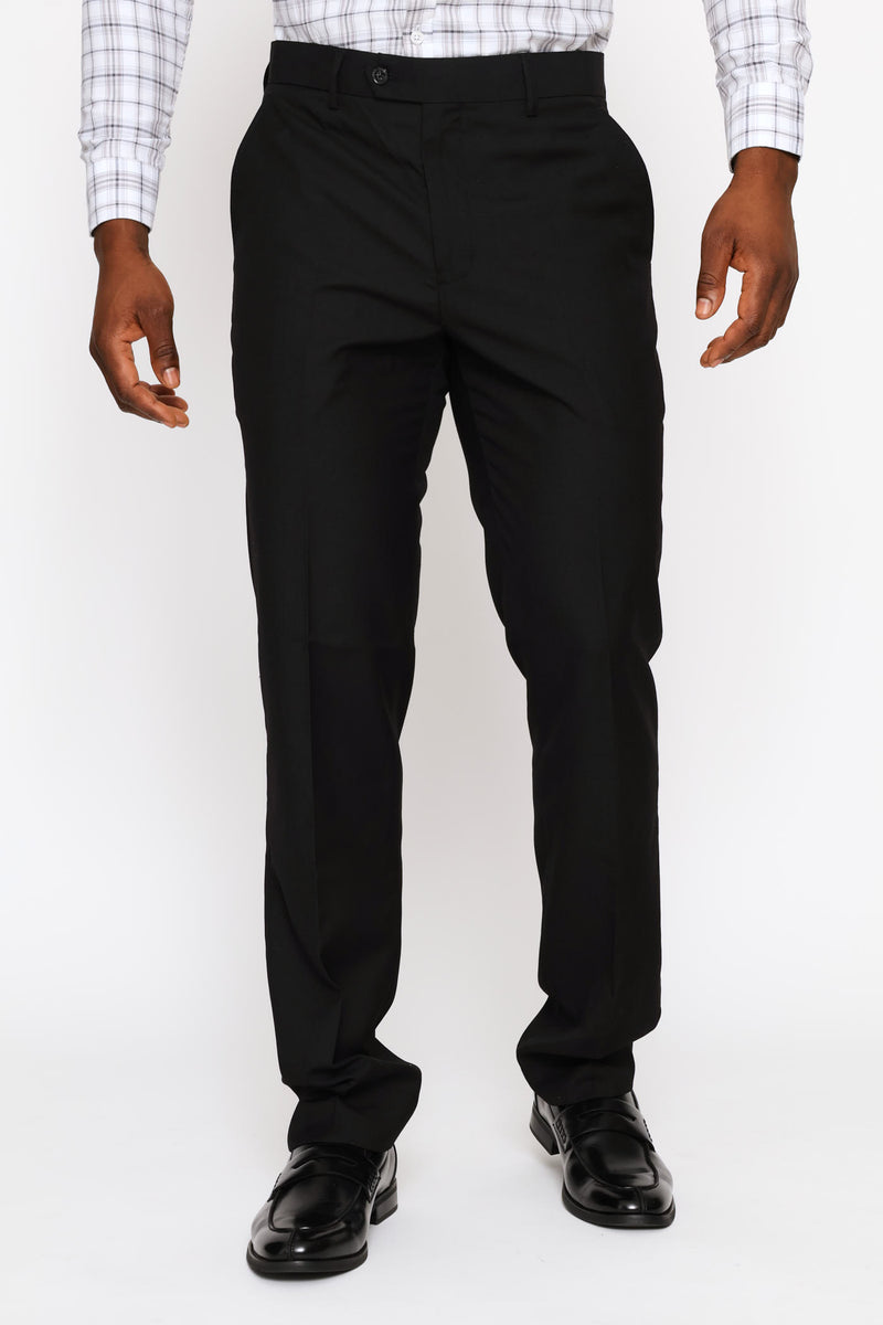 Regular Fit Viscose Blend Suit Trouser - Black