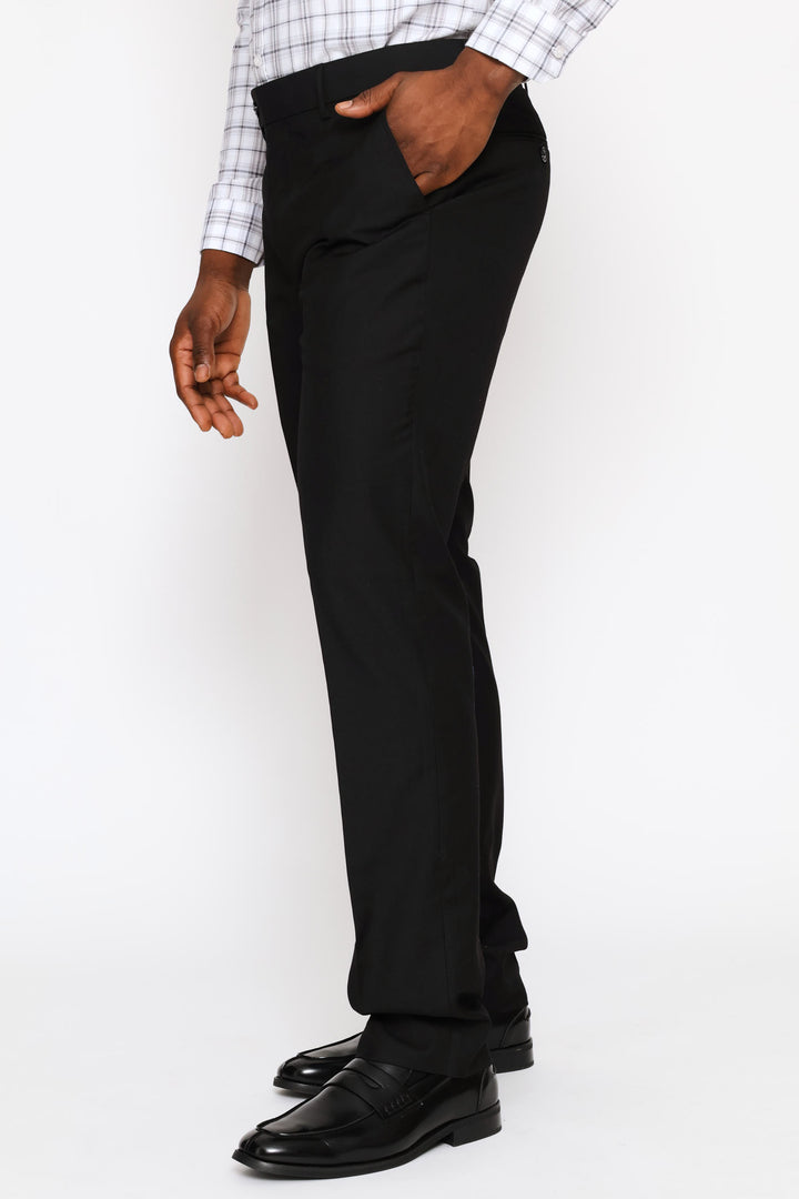Regular Fit Viscose Blend Suit Trouser - Black
