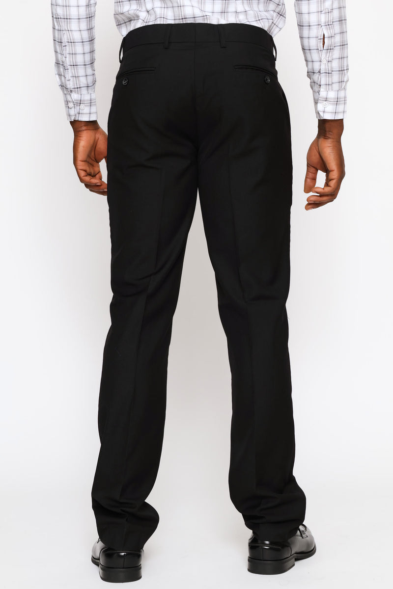 Regular Fit Viscose Blend Suit Trouser - Black