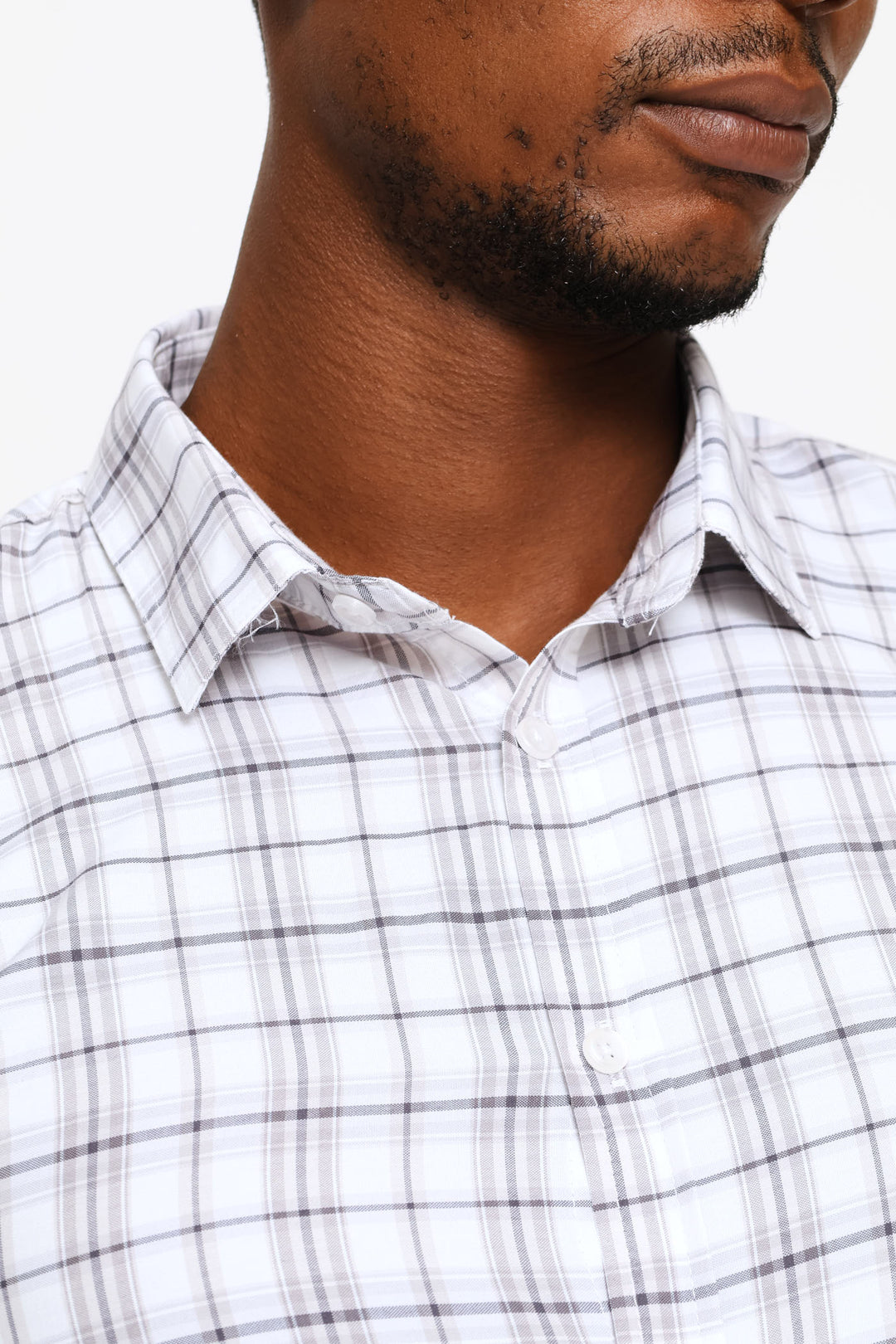 Slim Multi Check Textured Shirt - Grey/White