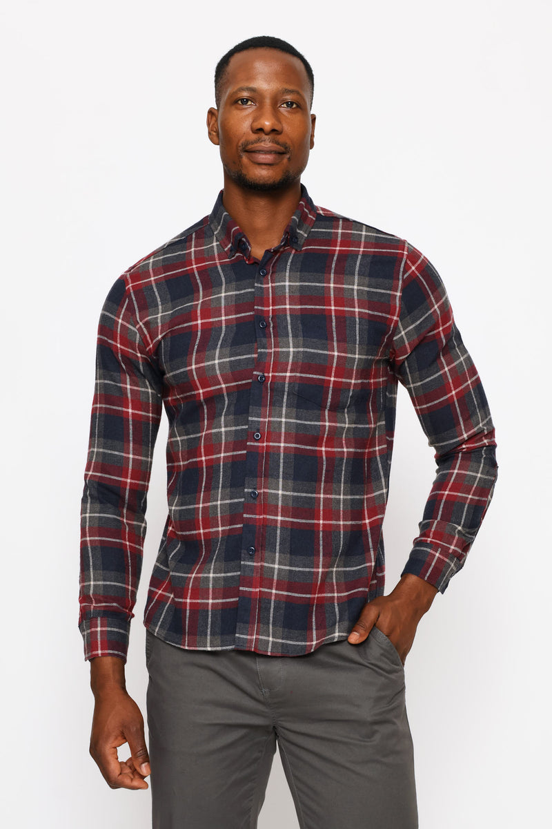 Plaid Shirt - Navy/Red