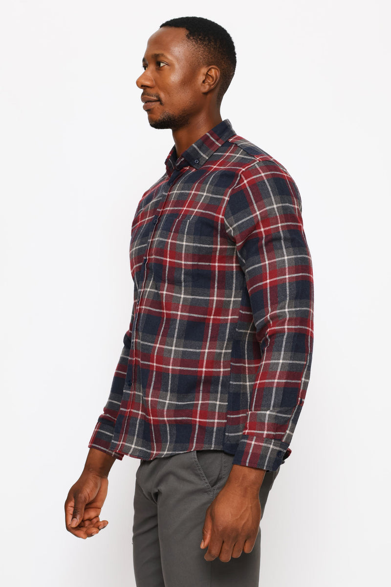 Plaid Shirt - Navy/Red