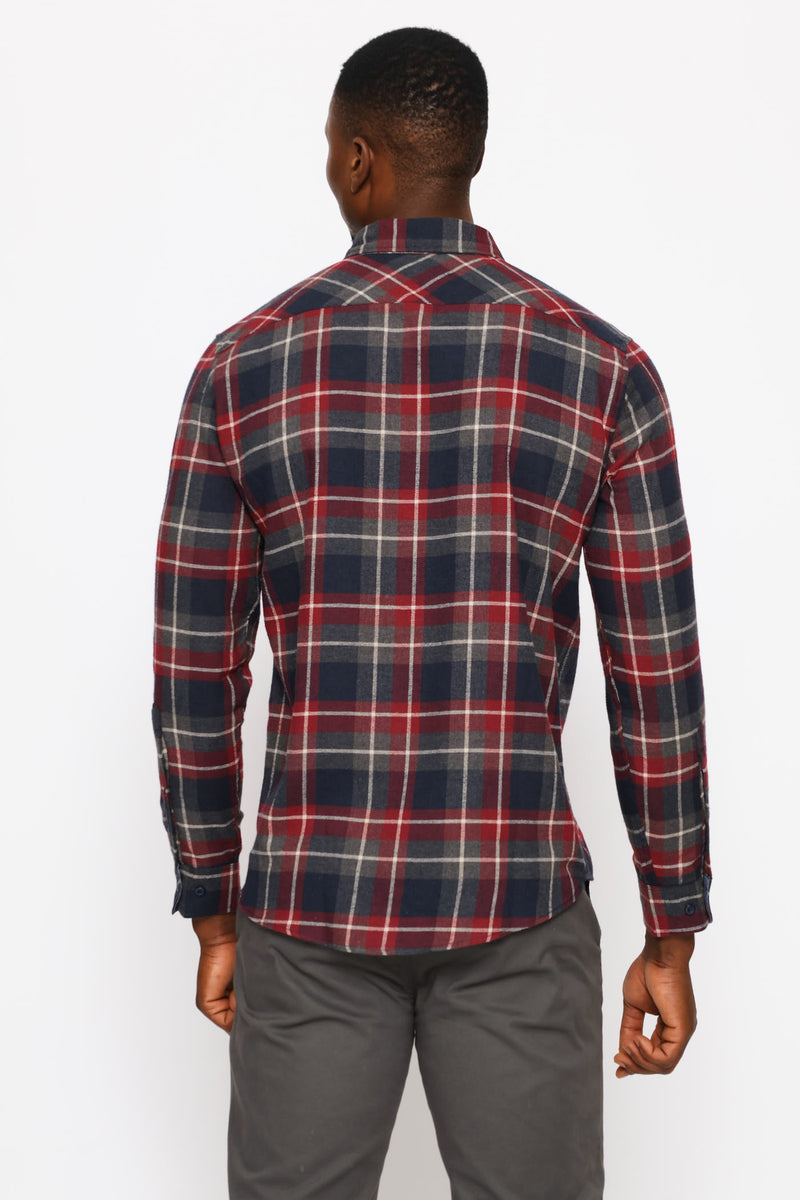 Plaid Shirt - Navy/Red
