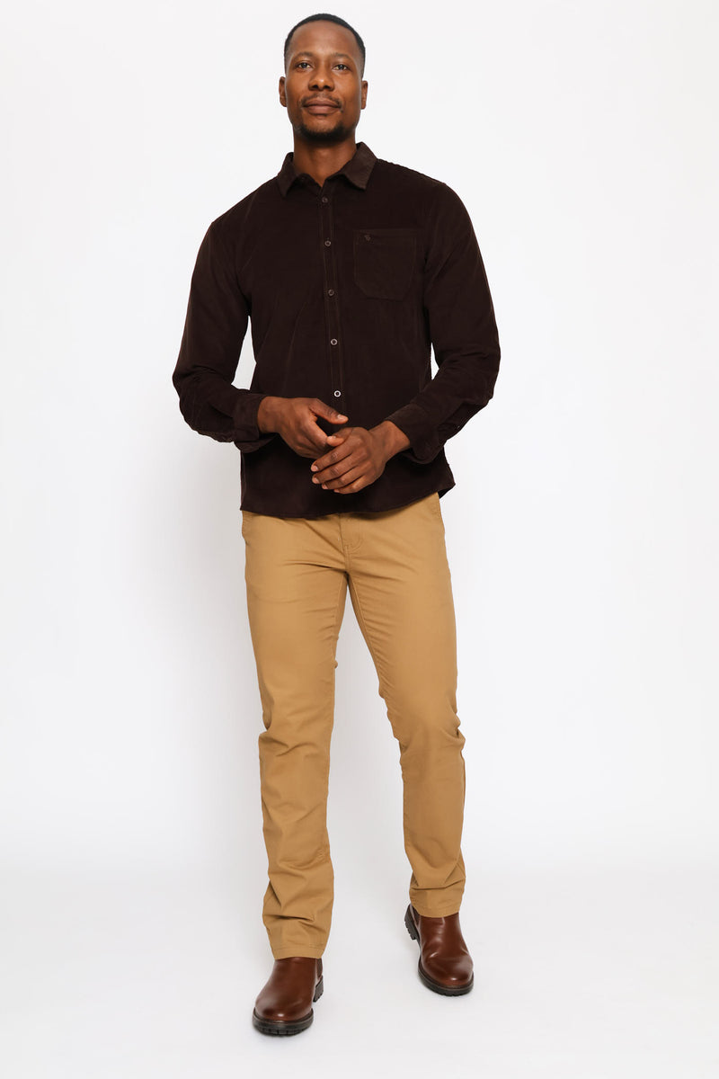 Long Sleeve Corduroy Shirt - Chocolate