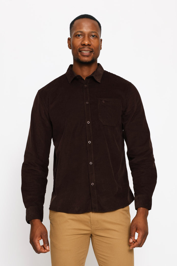 Long Sleeve Corduroy Shirt - Chocolate