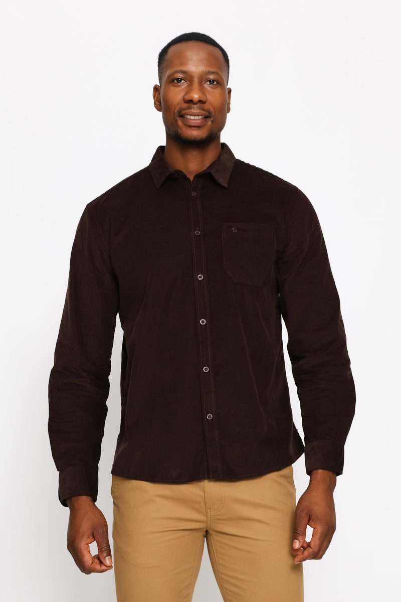 Long Sleeve Corduroy Shirt - Chocolate