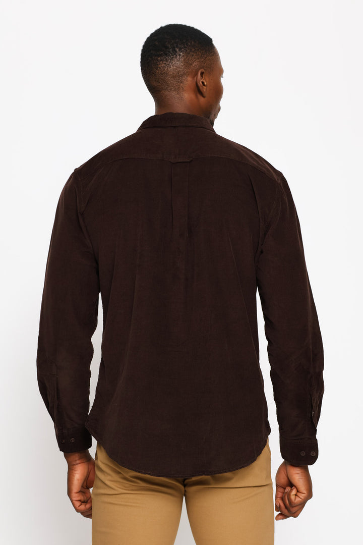 Long Sleeve Corduroy Shirt - Chocolate