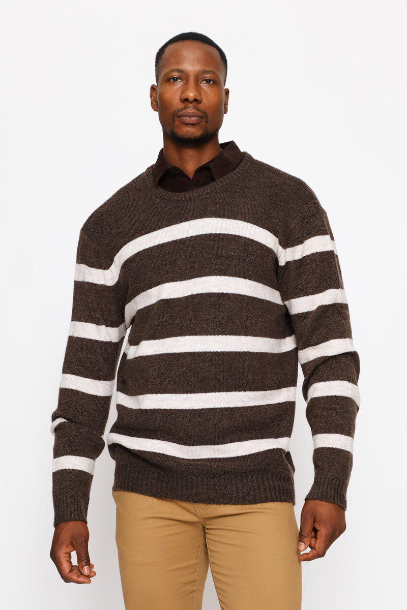Stripe Crew Knitwear - Brown