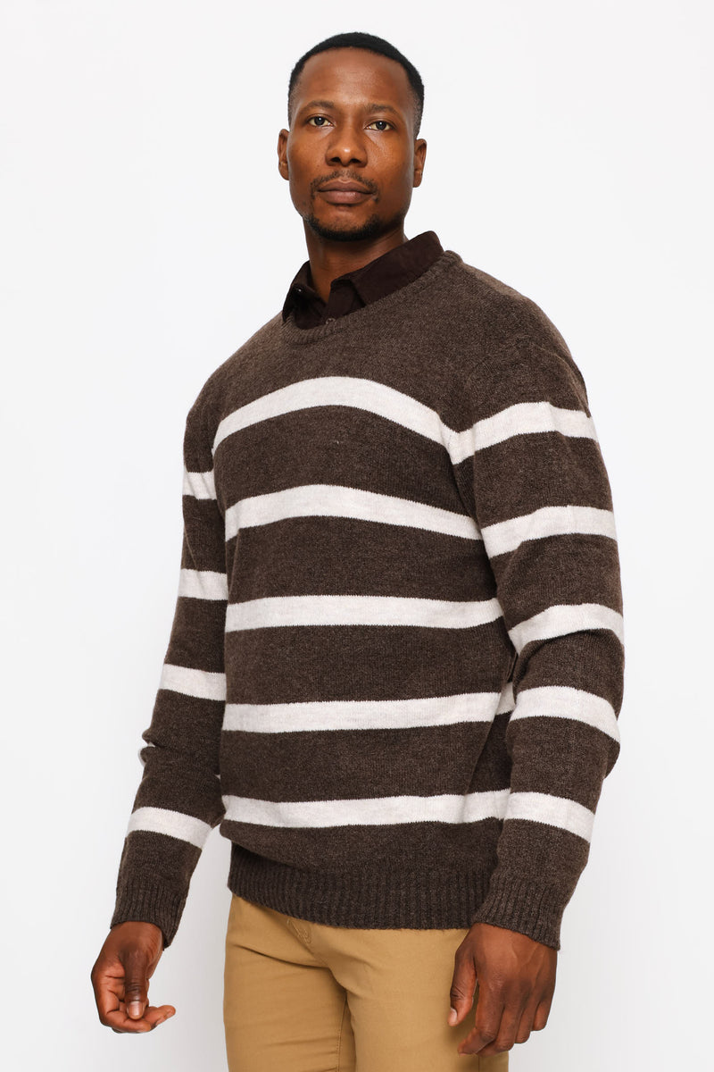 Stripe Crew Knitwear - Brown