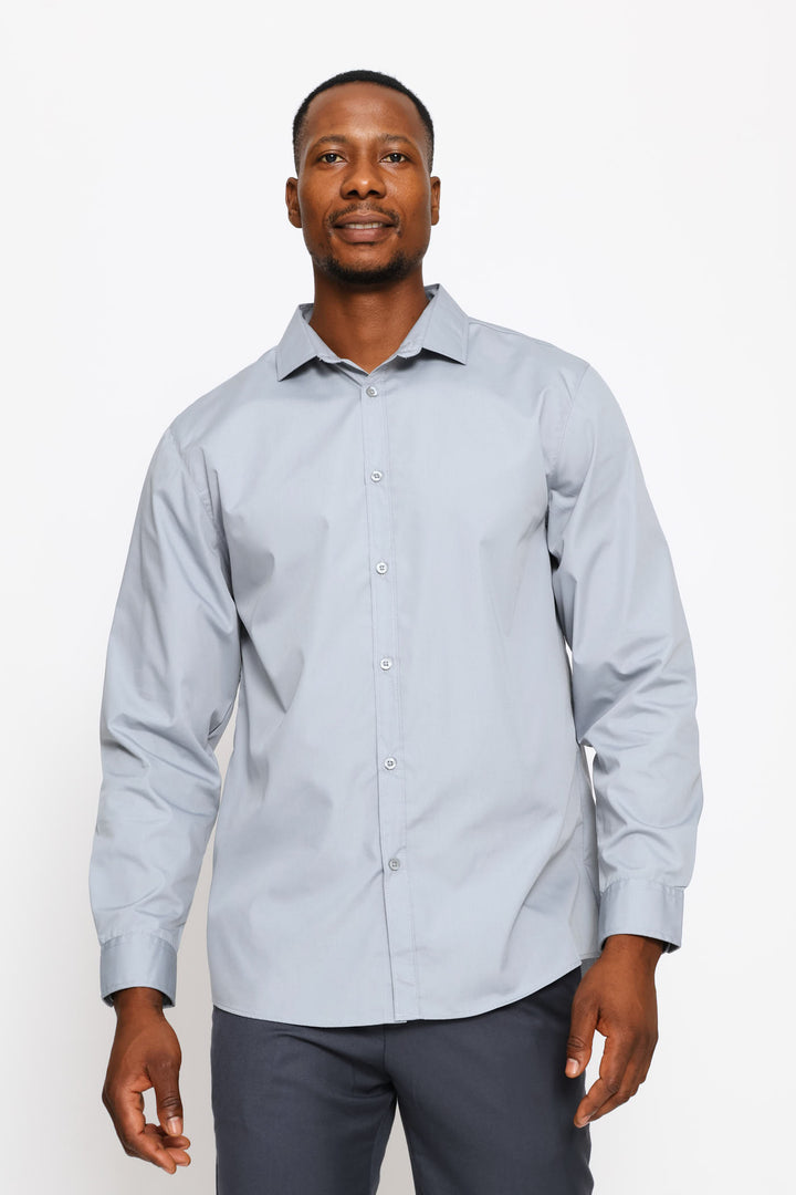 Regular Easy Care Long Sleeve Shirt - Silver Grey