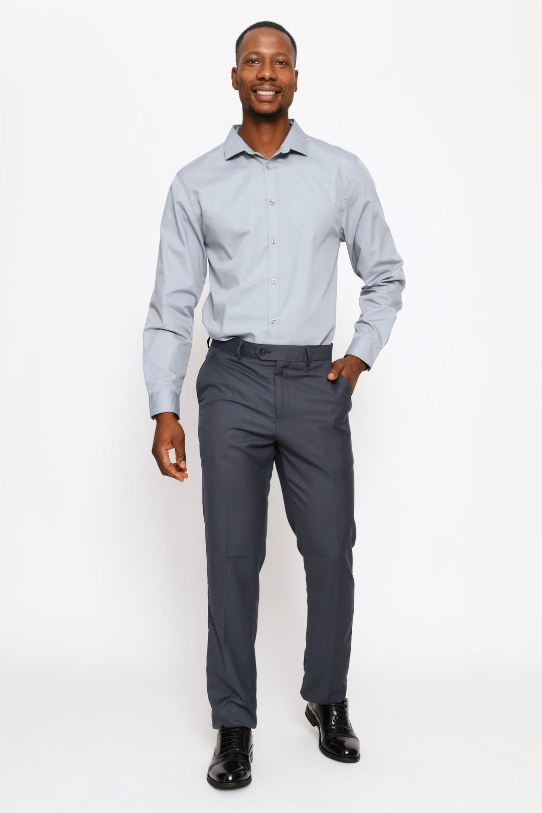 Regular Easy Care Long Sleeve Shirt - Silver Grey