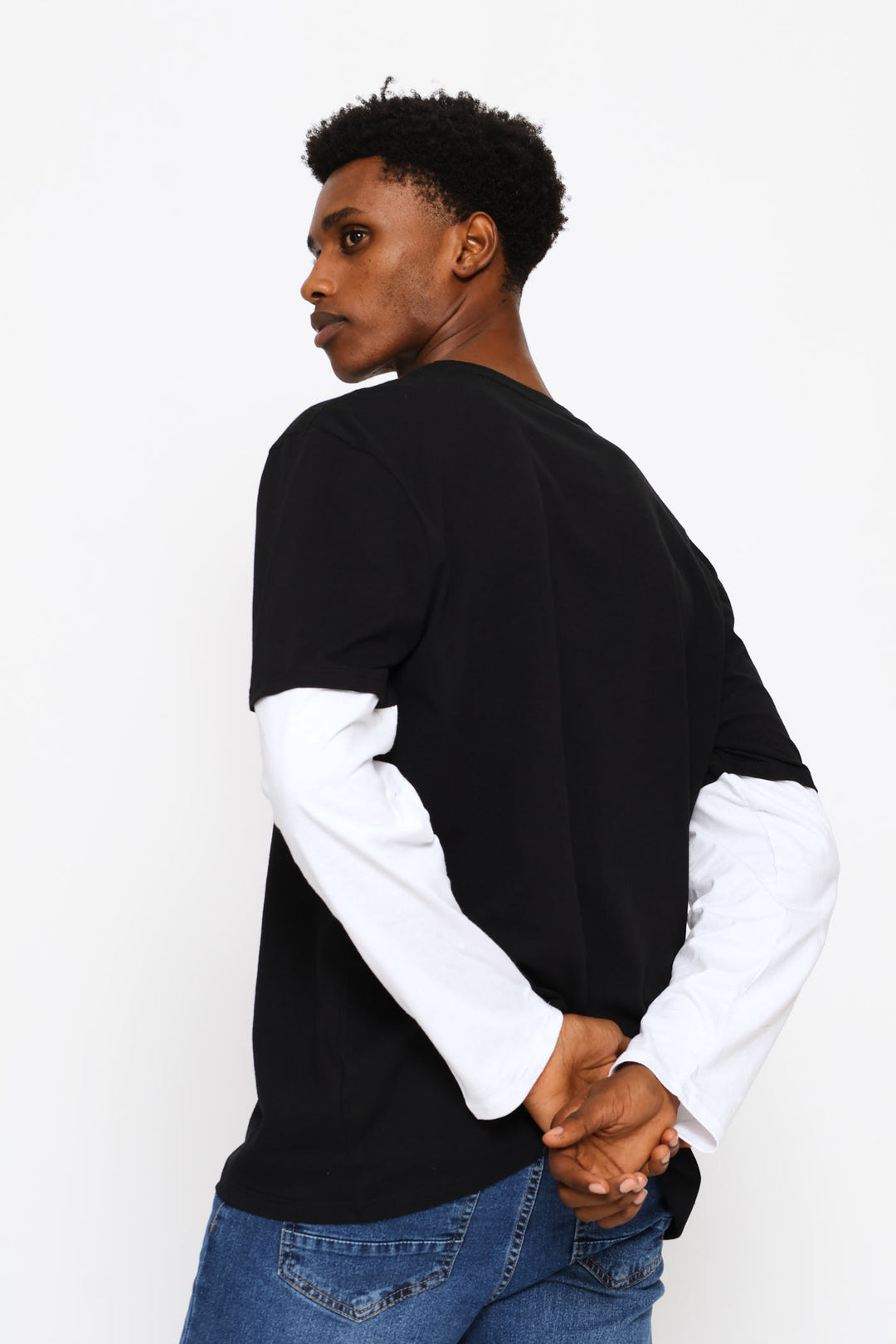Long Sleeve Dog Print Tee - Black