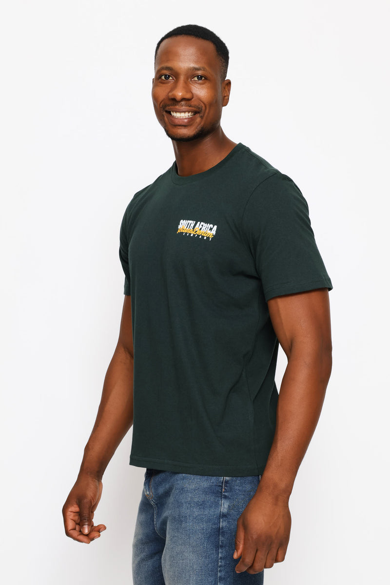 South Africa Front & Back Print Tee - Dark Green