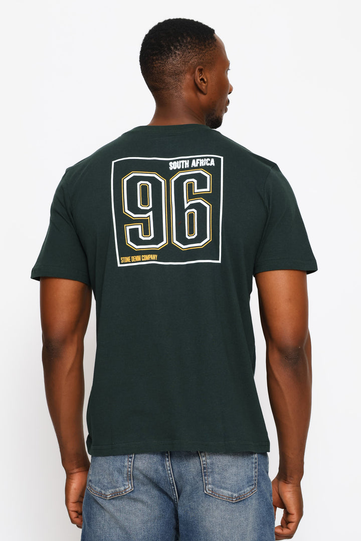 South Africa Front & Back Print Tee - Dark Green