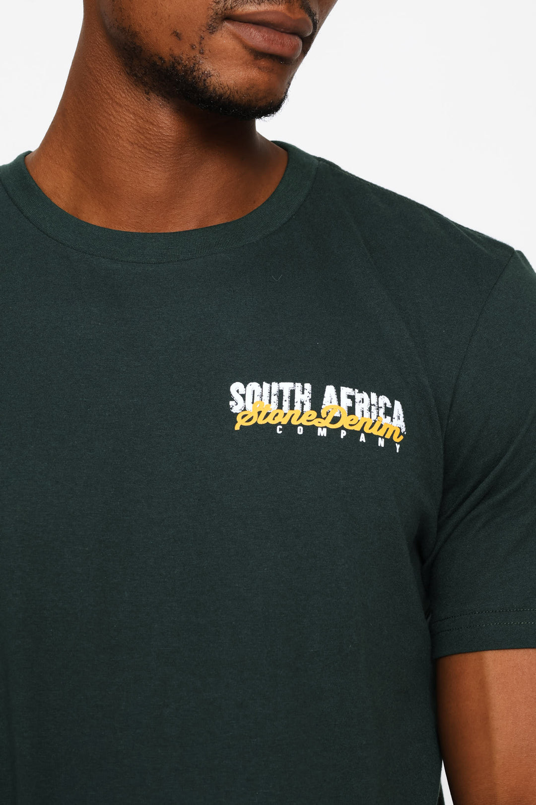 South Africa Front & Back Print Tee - Dark Green