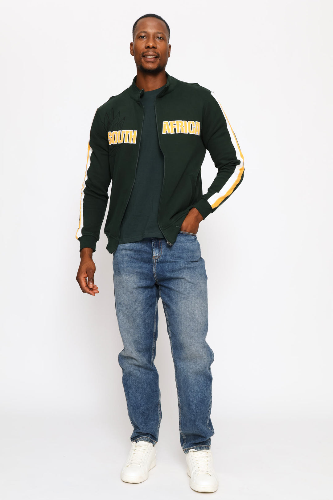 SA Supporters Zip Thru Fleece Top - Dark Green