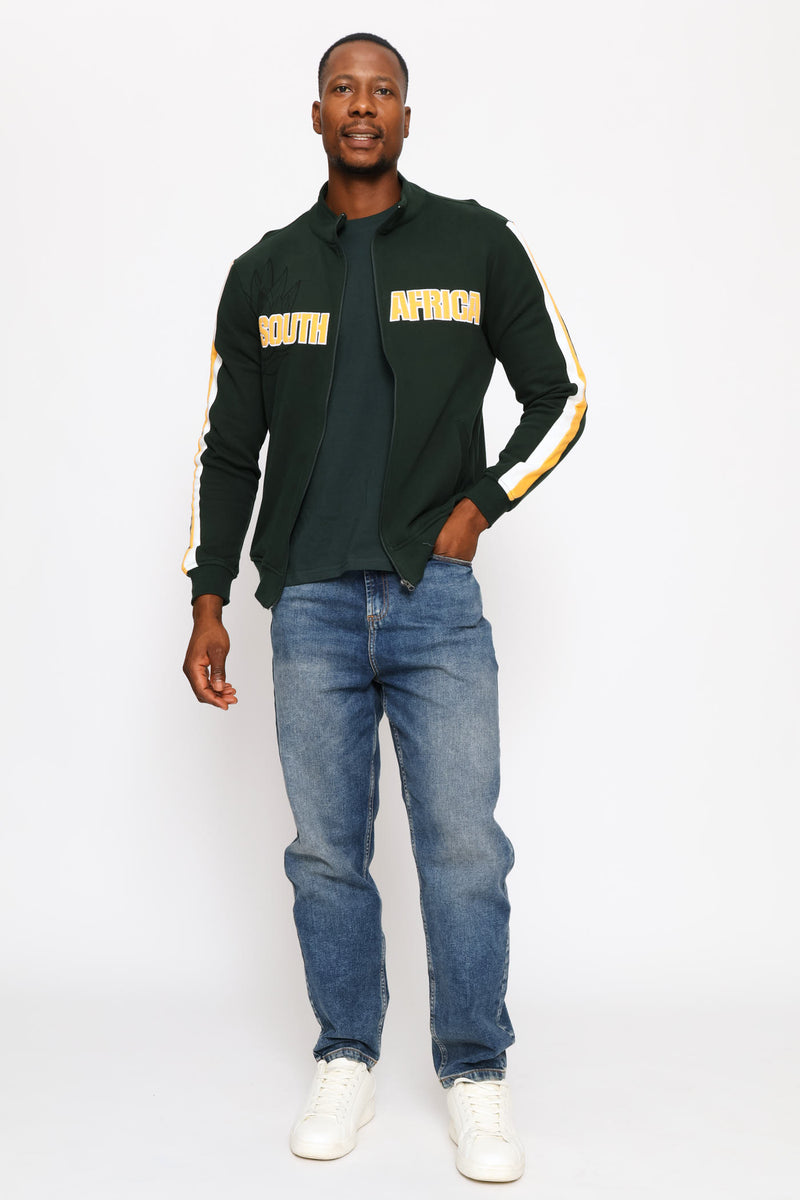 SA Supporters Zip Thru Fleece Top - Dark Green