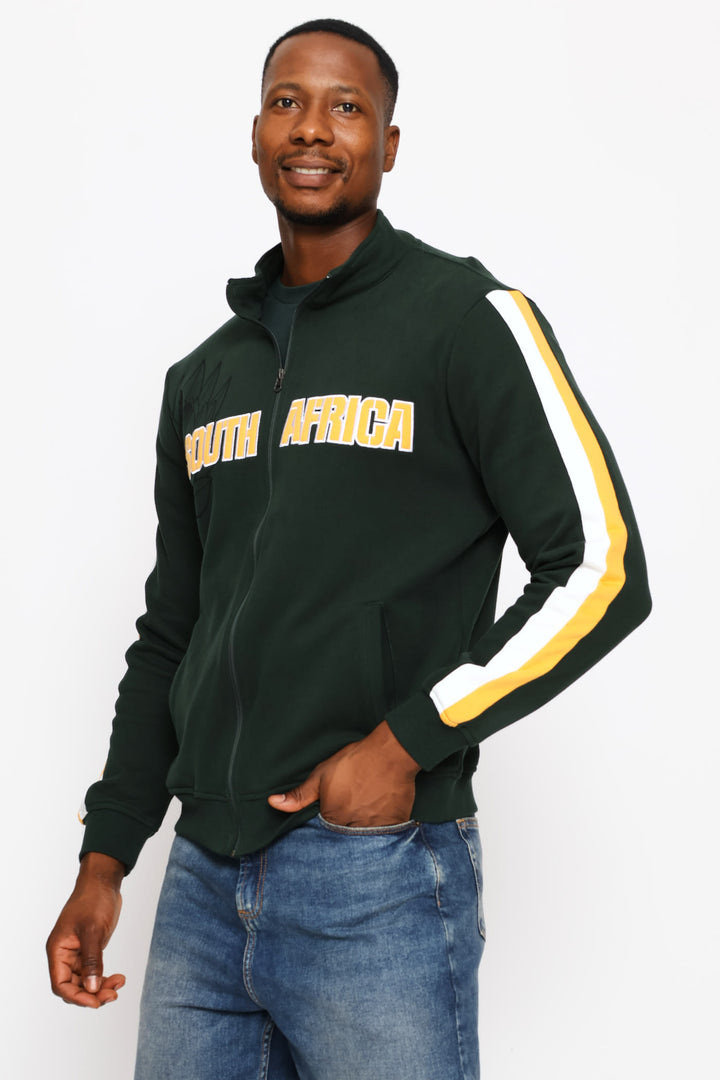 SA Supporters Zip Thru Fleece Top - Dark Green