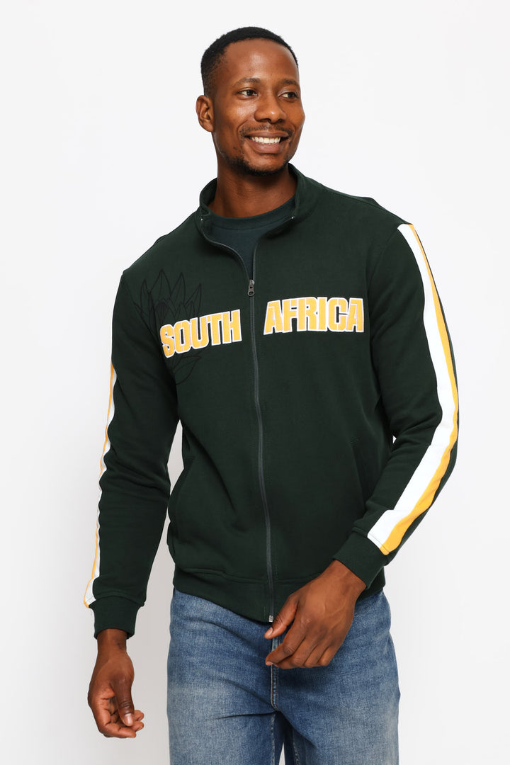 SA Supporters Zip Thru Fleece Top - Dark Green