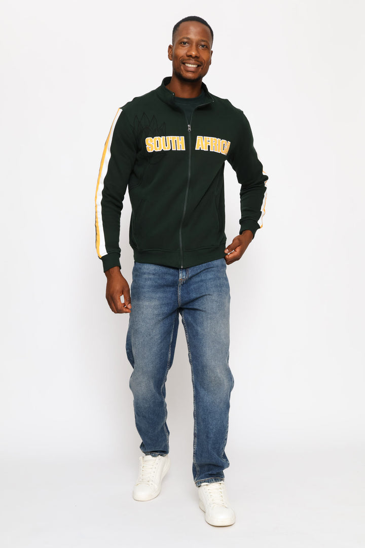 SA Supporters Zip Thru Fleece Top - Dark Green