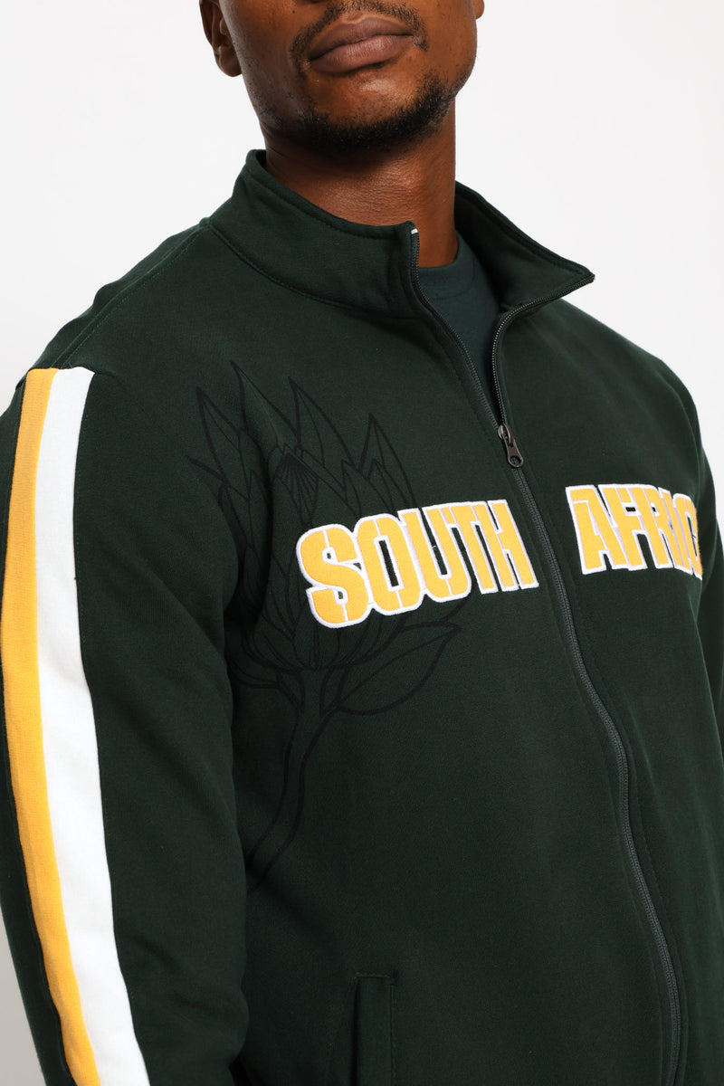 SA Supporters Zip Thru Fleece Top - Dark Green