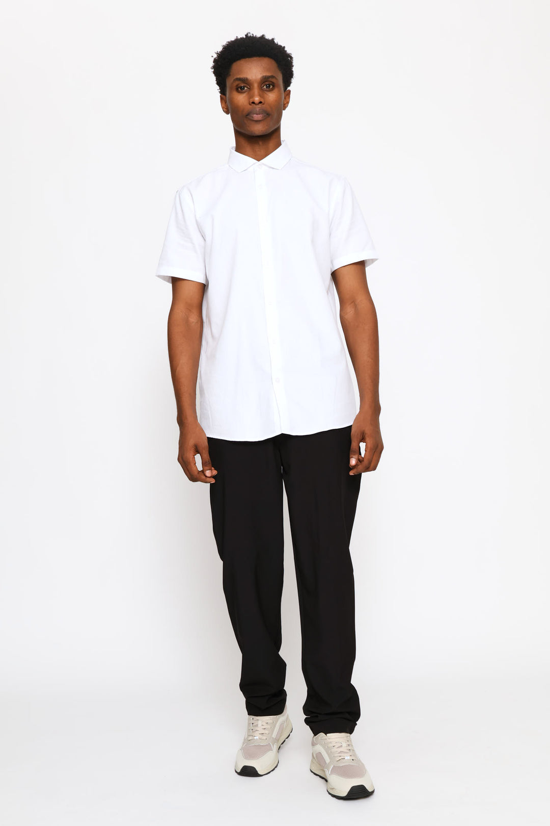 Short Sleeve Tonal Textured Shirt - White
