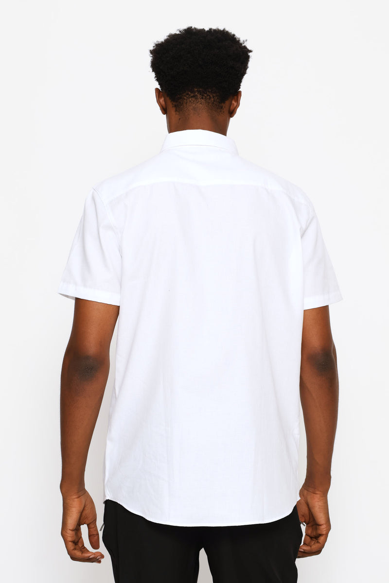 Short Sleeve Tonal Textured Shirt - White