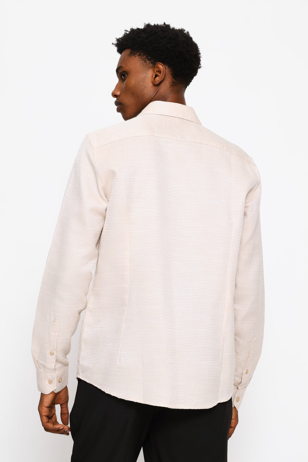 Long Sleeve Waffle Textured Shirt - Stone
