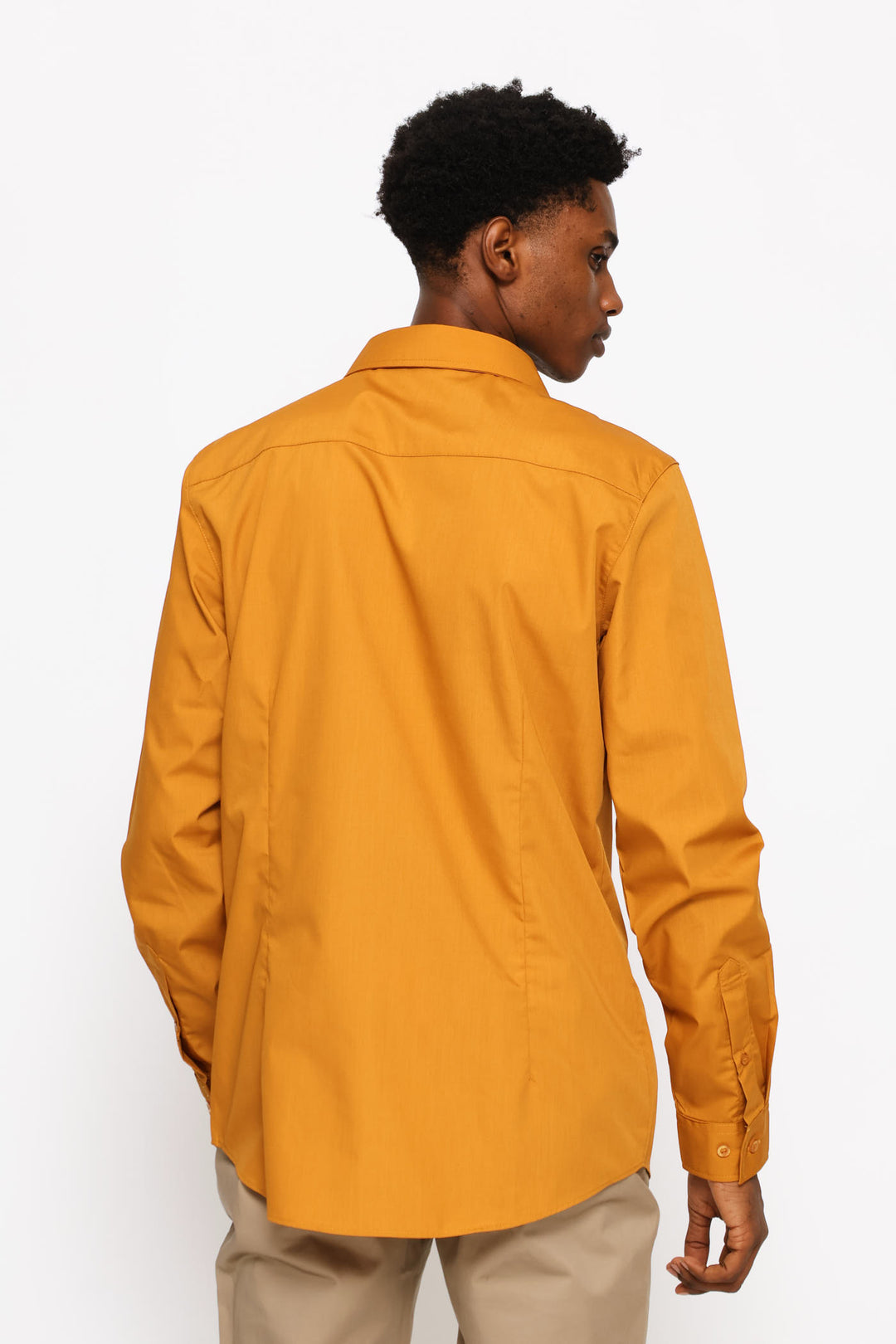Slim Fit Easy Care Long Sleeve Shirt - Mustard